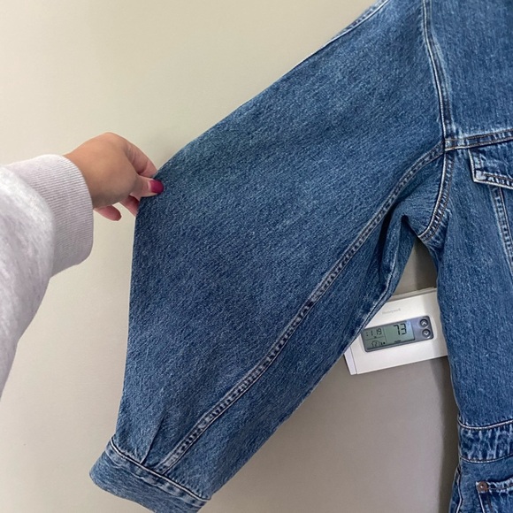 NWT AGOLDE x ANTHROPOLOGIE Denim Mini Dress Balloon Sleeves Size 12 - Picture 9 of 11